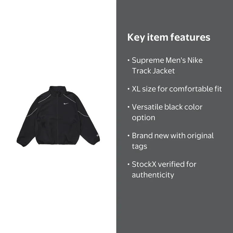 Supreme Men's Nike Track Jacket Black, from StockX - Walmart.com