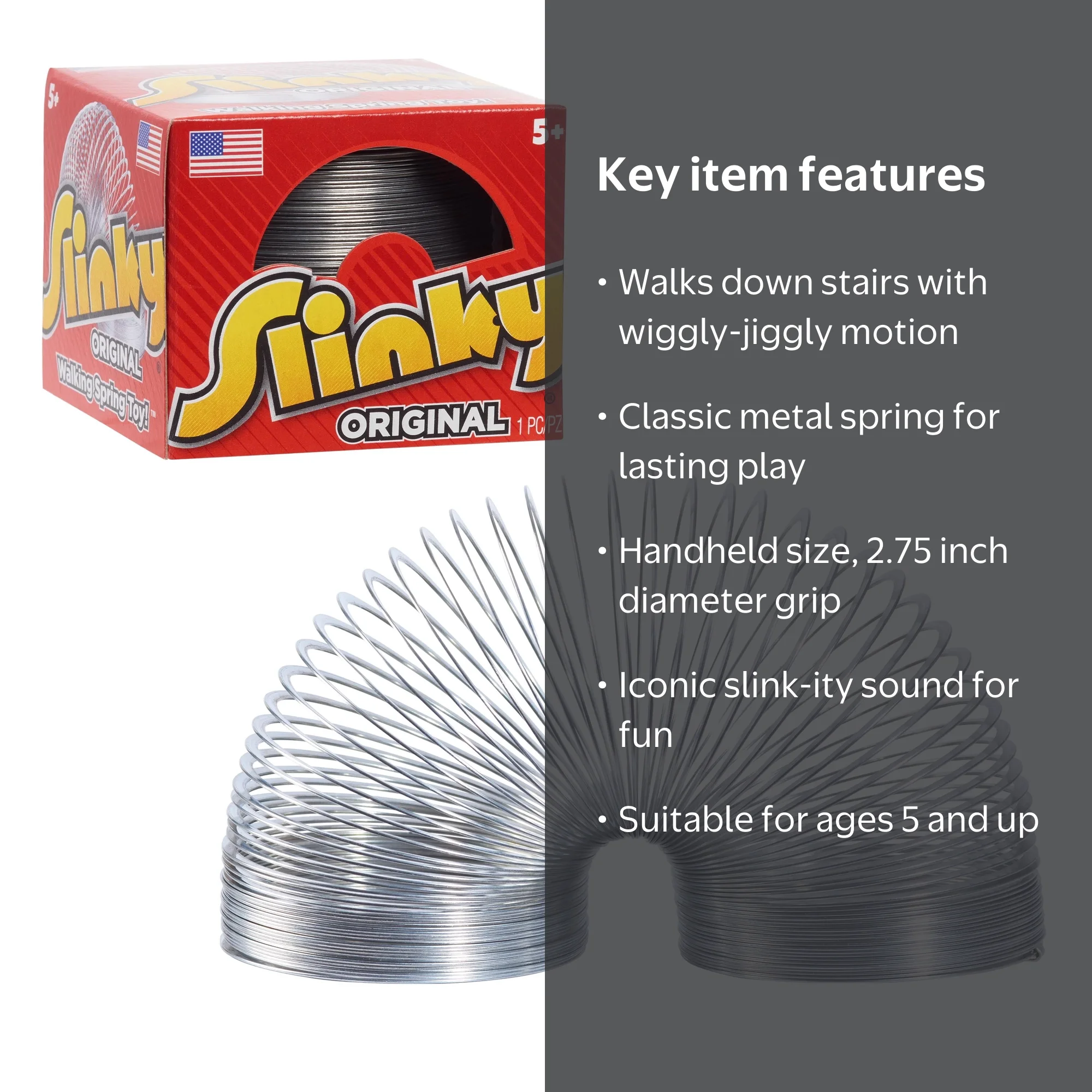 SLINKY, Walking Spring Toy, Metal, 2.75 inches diameter, Ages 5+