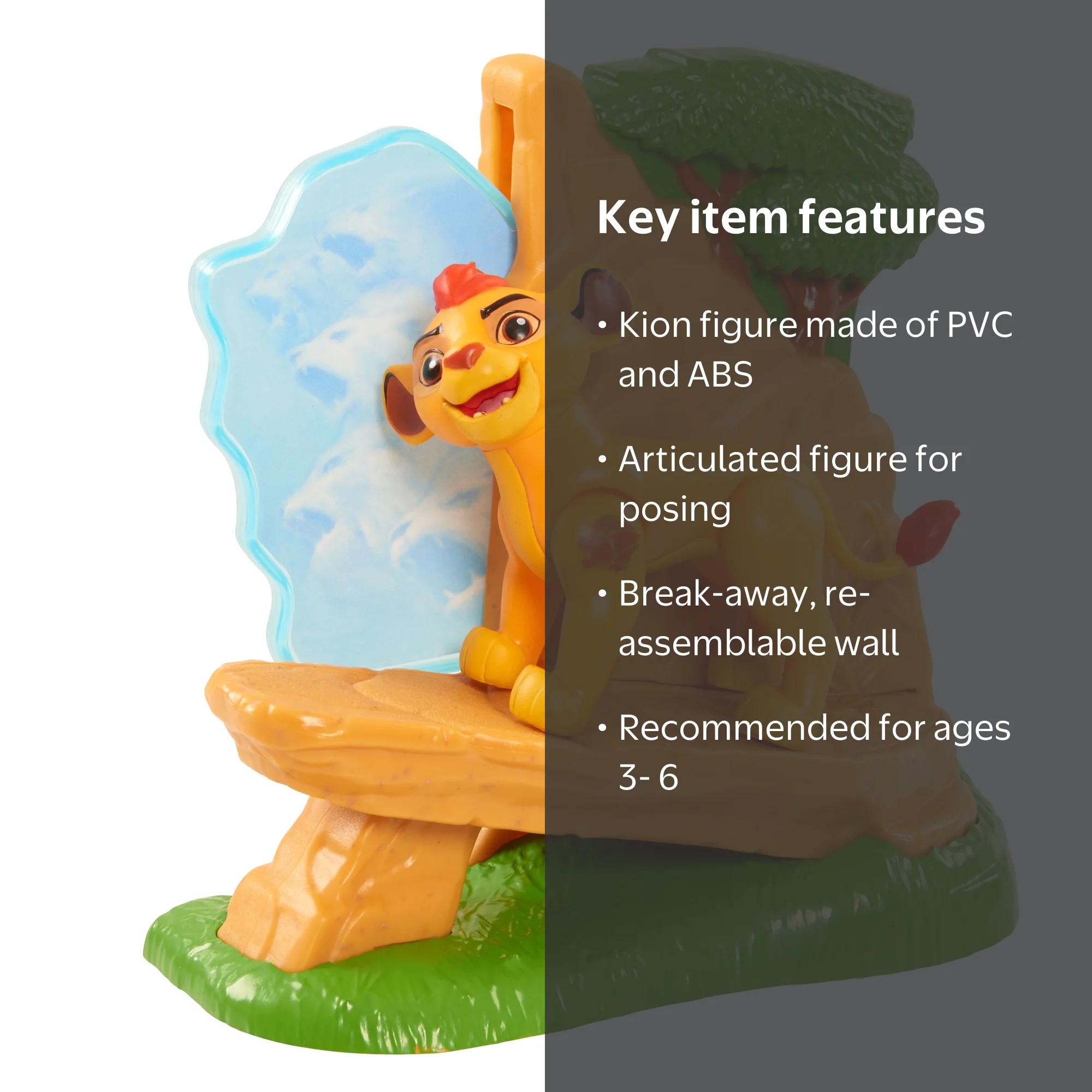 Free Shipping! Disney Lion Guard Kion with Rock Wall Figure