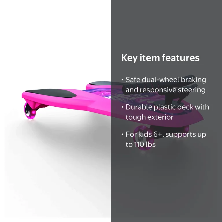 MELO Pink Spinner Shark Kids Scooter Board with Handles, 74 mm