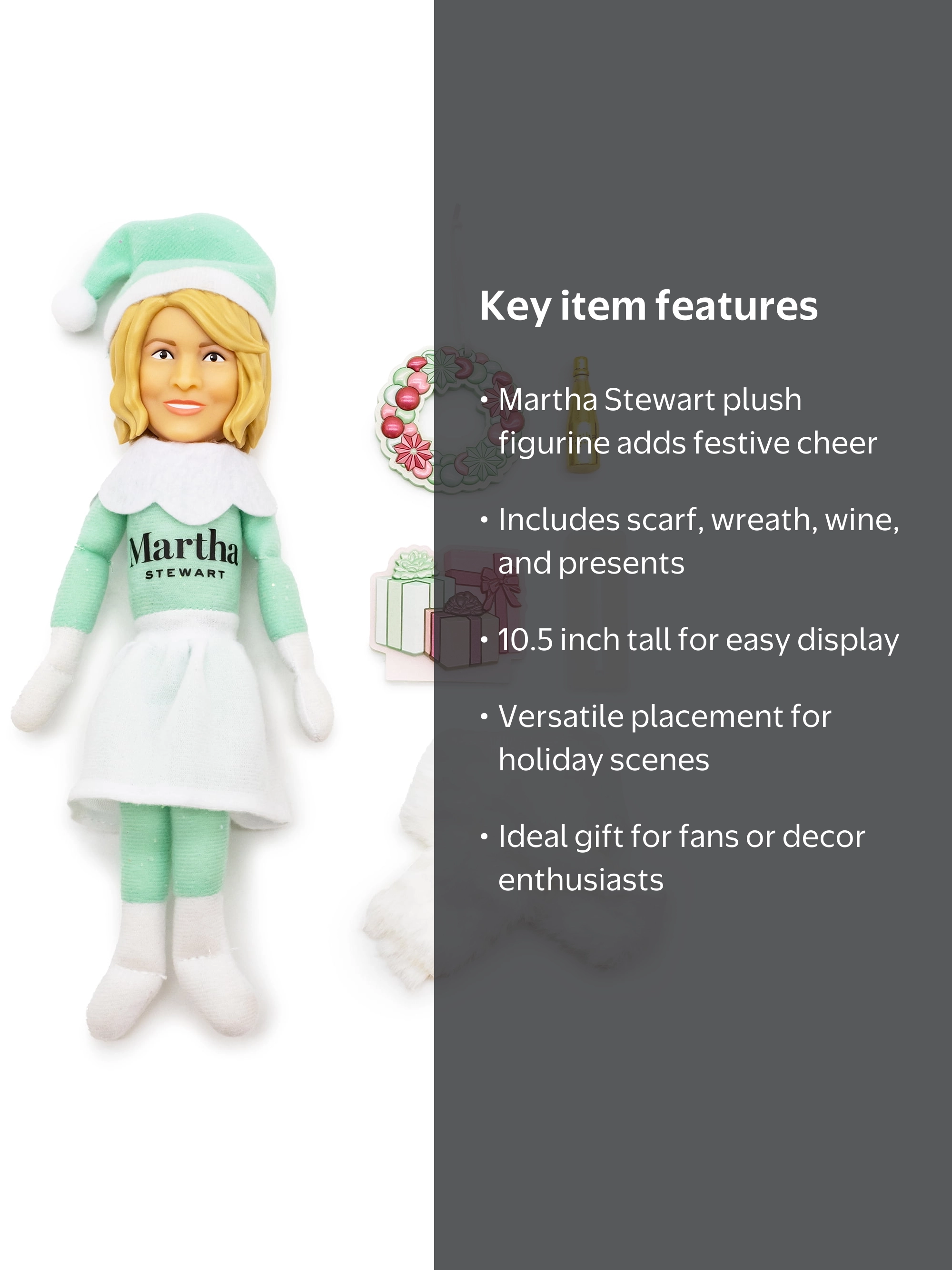 Martha Stewart Martha on The Mantle Christmas Green Plush Figurine