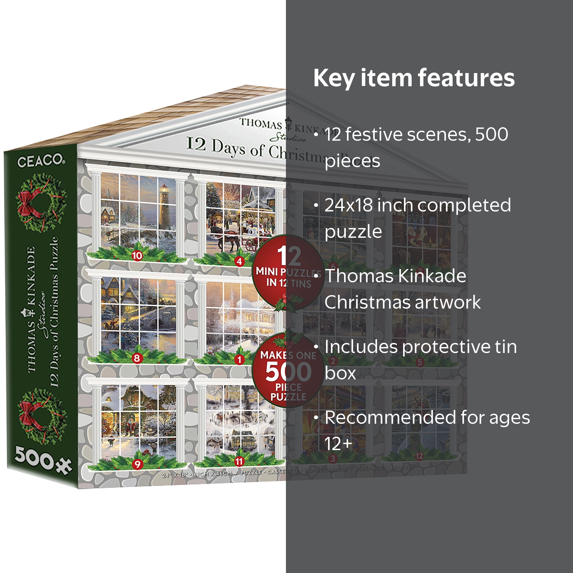 Ceaco Thomas Kinkade 12 Days to Christmas Countdown 12 In 1