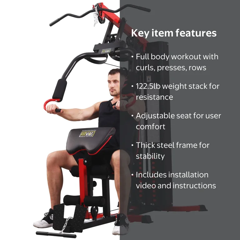 Fitvids LX750 Home Gym, 330 Lbs Resistance, 122.5 Lbs Weight Stack