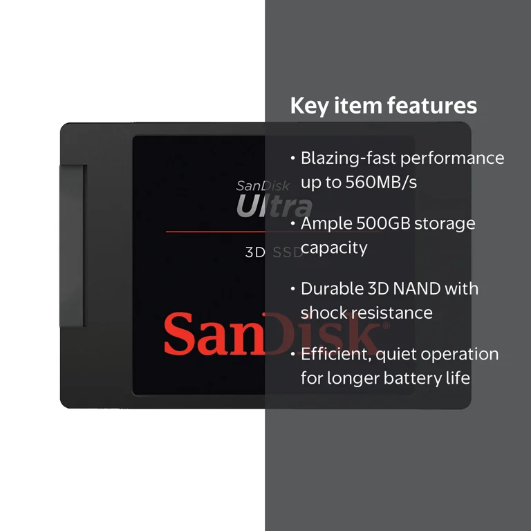 SanDisk, Internal SSD, 500GB Ultra 3D NAND SDSSDH3-500G-G26