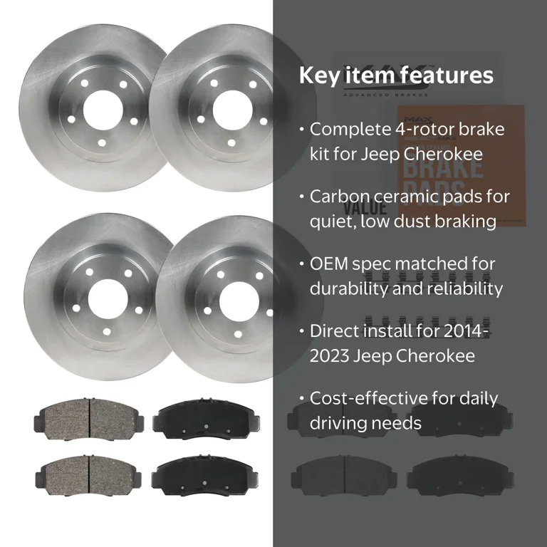 MAX Advanced Brakes, Brake Kit, 2014-2023 Jeep Cherokee Front and