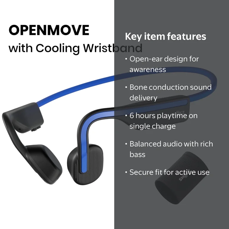 Shokz, Bone Conduction Bluetooth Headphones, OpenMove, for Sports