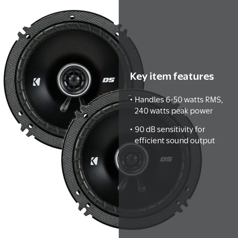 Kicker, Coaxial Speakers, 6.5-inch, Black, 4 Ohm, 160-165mm Kicker, Coaxial Speakers, 6.5-inch, Black, 4 Ohm, 160-165mm