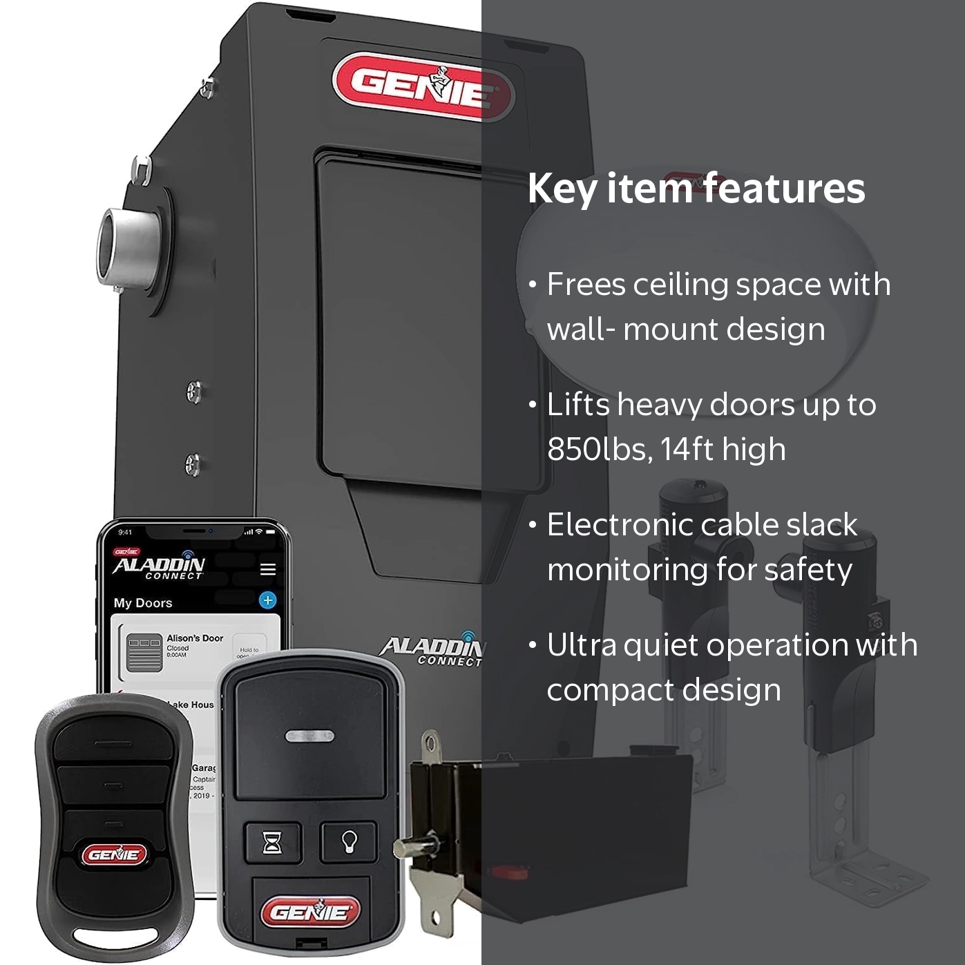 Genie 6172H-O Smart Garage Door Opener with Aladdin Connect, Wall