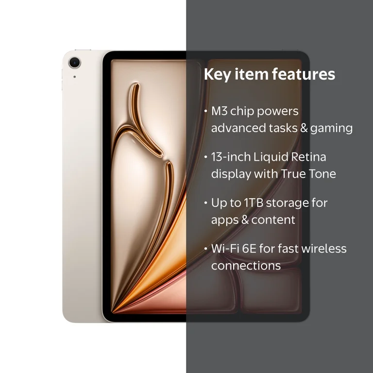 Apple, 13-inch iPad Air M3, 256GB Wi-Fi, Starlight - Walmart.com
