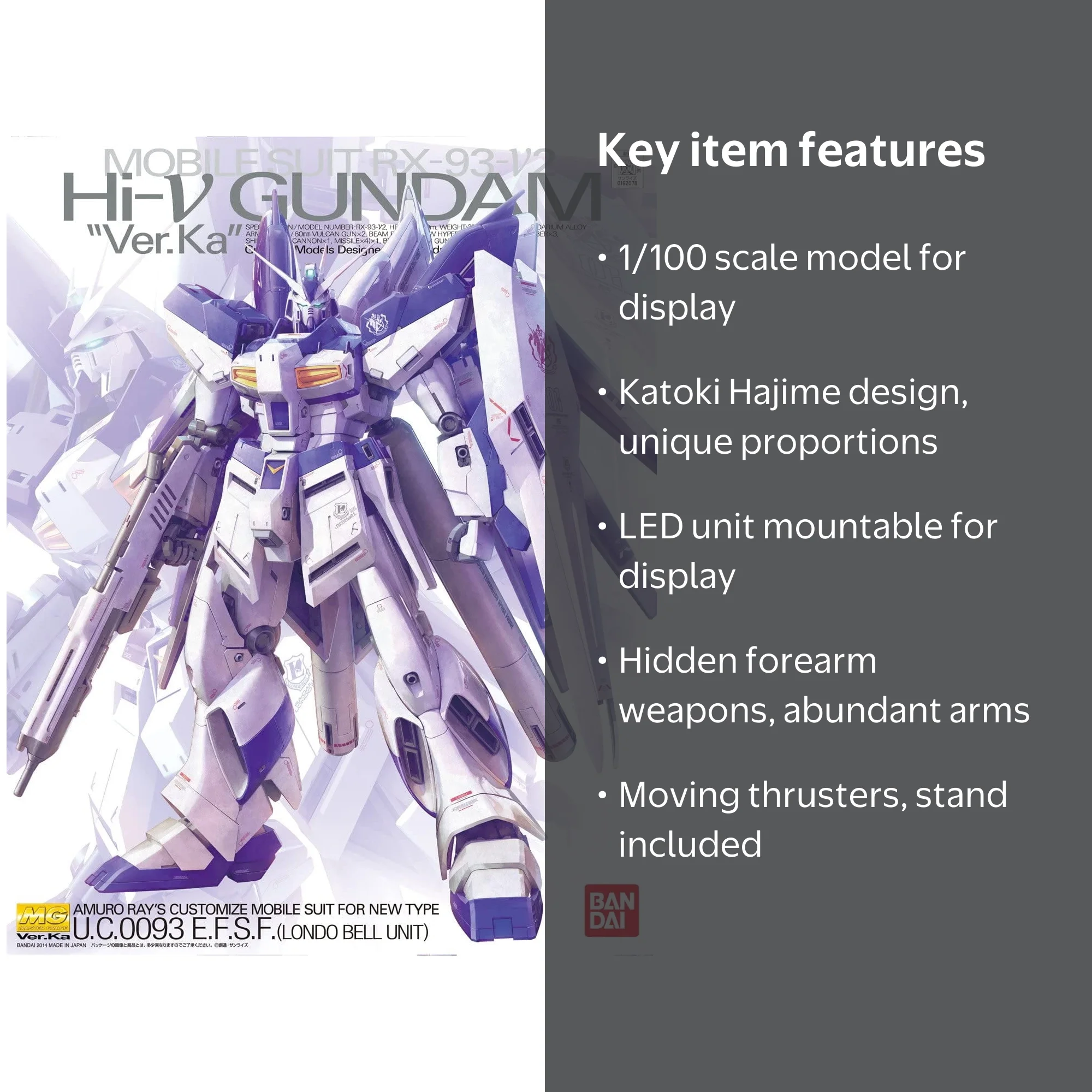 Bandai Hi Nu (Hi-V) Gundam Ver. Ka MG 1/100 Model Kit - Walmart.com