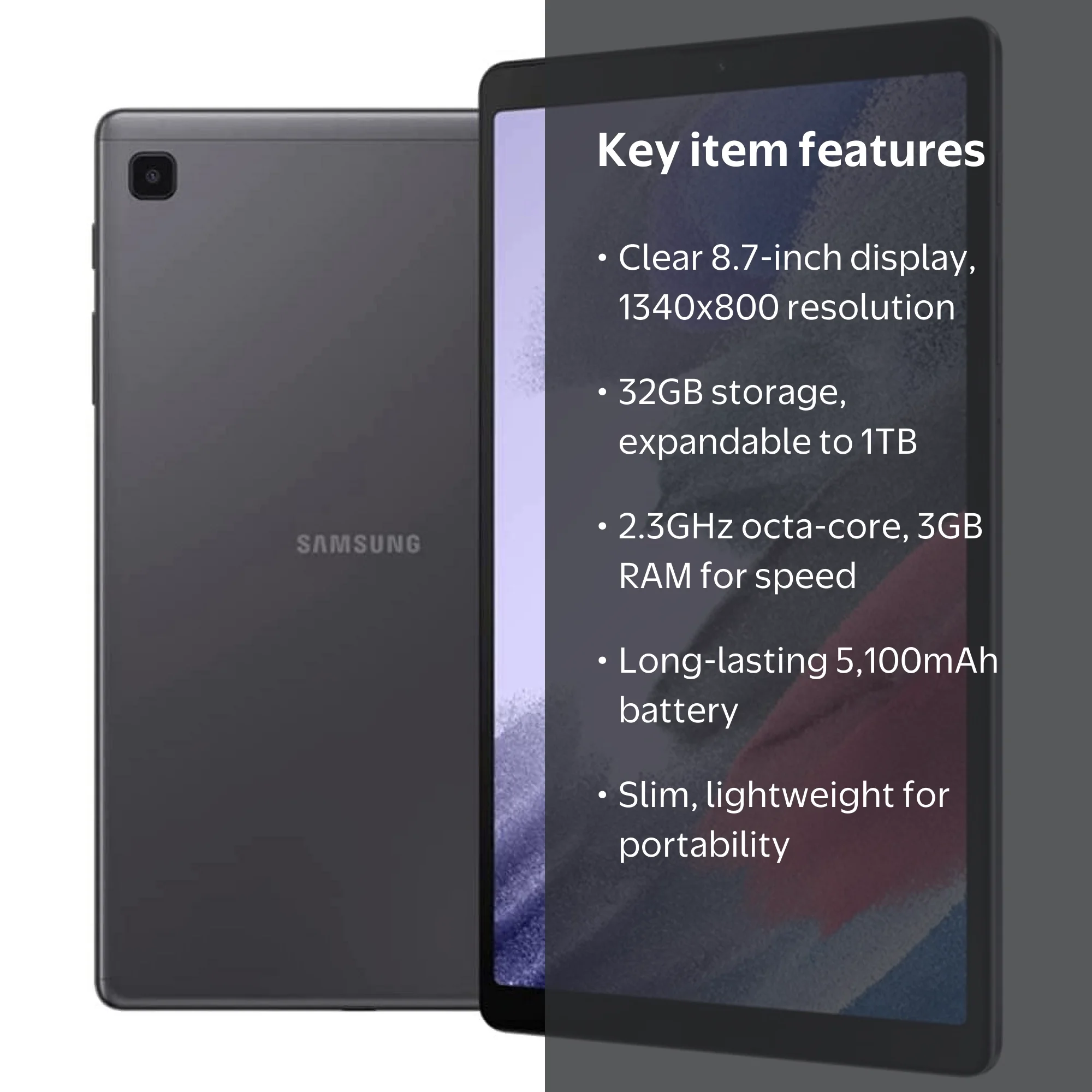 Samsung, Galaxy Tab A7 Lite, SM-T225 8.7-Inch 32GB WiFi Cellular