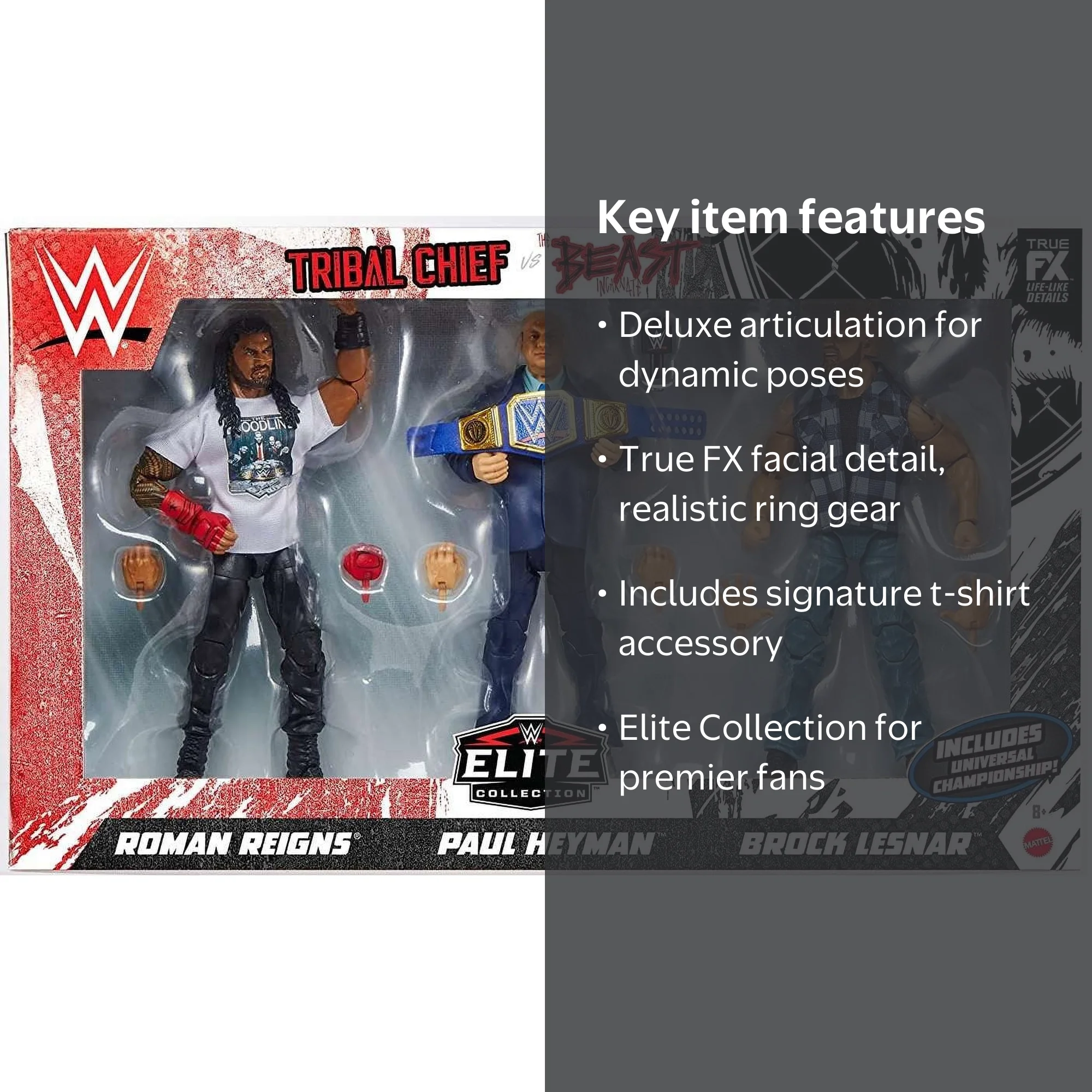 Mattel Action Figure 3pk Tribal Chief vs Beast Incarnate WWE Elite