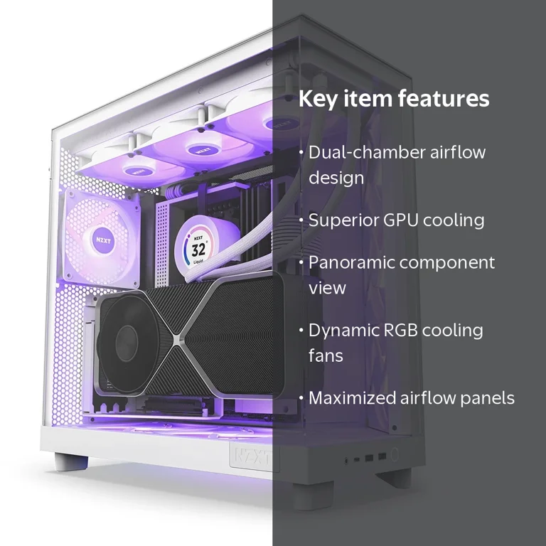 NZXT, Computer Case, RGB Compact Dual-Chamber, White - Walmart.com