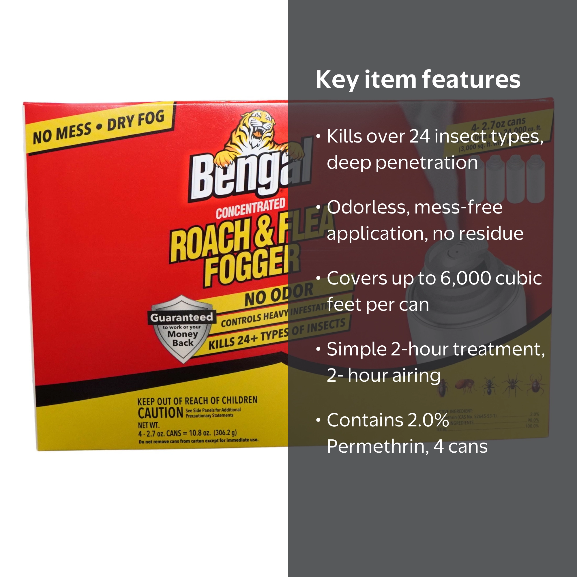 Bengal Roach and Flea Fogger, Odorless, 2.7 oz, 4ct, 2pk - Walmart.com