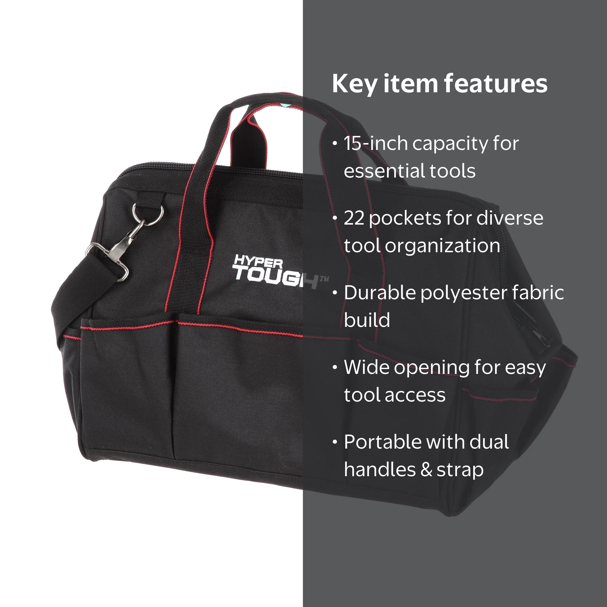Hyper Tough TT50120D 15-Inch Tool Bag - Walmart.com