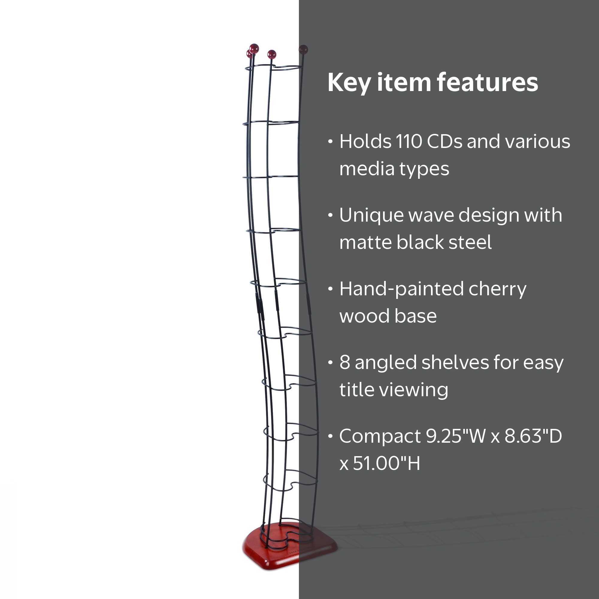 Atlantic Wave Multimedia Wire Tower 110 Black Cherrywood, PN1316