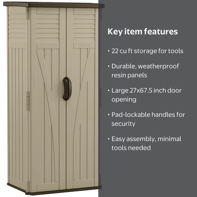Suncast, Outdoor Storage Shed, Brown, 22 Cubic Feet, Tall