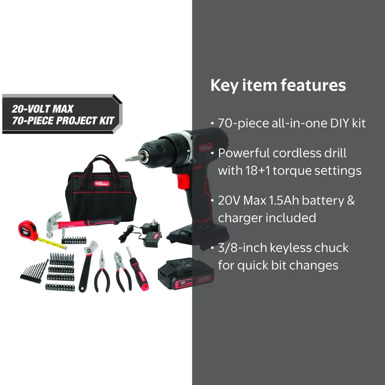Free Shipping! Hyper Tough 20V Max 1.5AH 70-Piece Cordless Drill