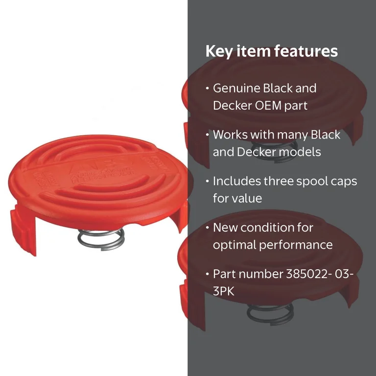 BLACK+DECKER, Spool Cap, 385022-03-3PK, Black, Compatible with