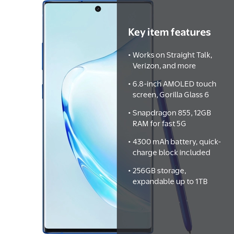 Straight Talk SAMSUNG Galaxy Note 10 PLUS 5G 256GB Aura Blue