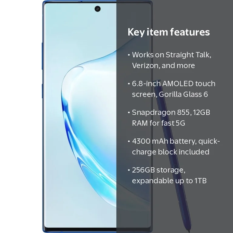 Straight Talk SAMSUNG Galaxy Note 10 PLUS 5G 256GB Aura Blue