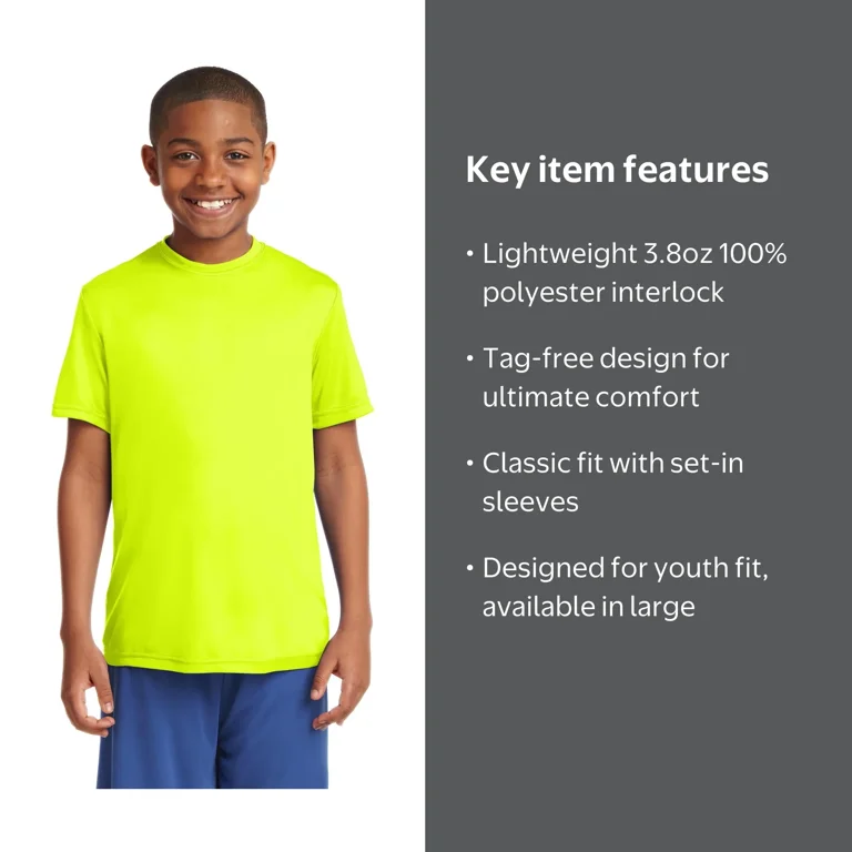 PING 蛍光 ネオン イエロー Tシャツ UV 冷感 インナー Sport-Tek Tee (YST350) Neon Yellow, L - Walmart.com