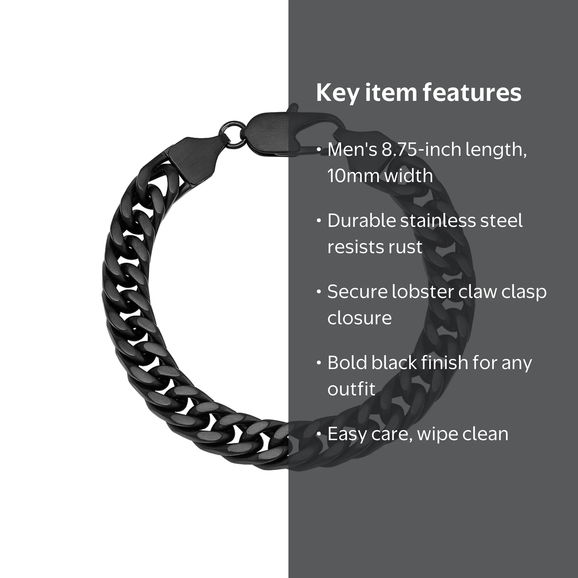 Free Shipping! Brilliance Fine Jewelry Men's Black Stainless Steel