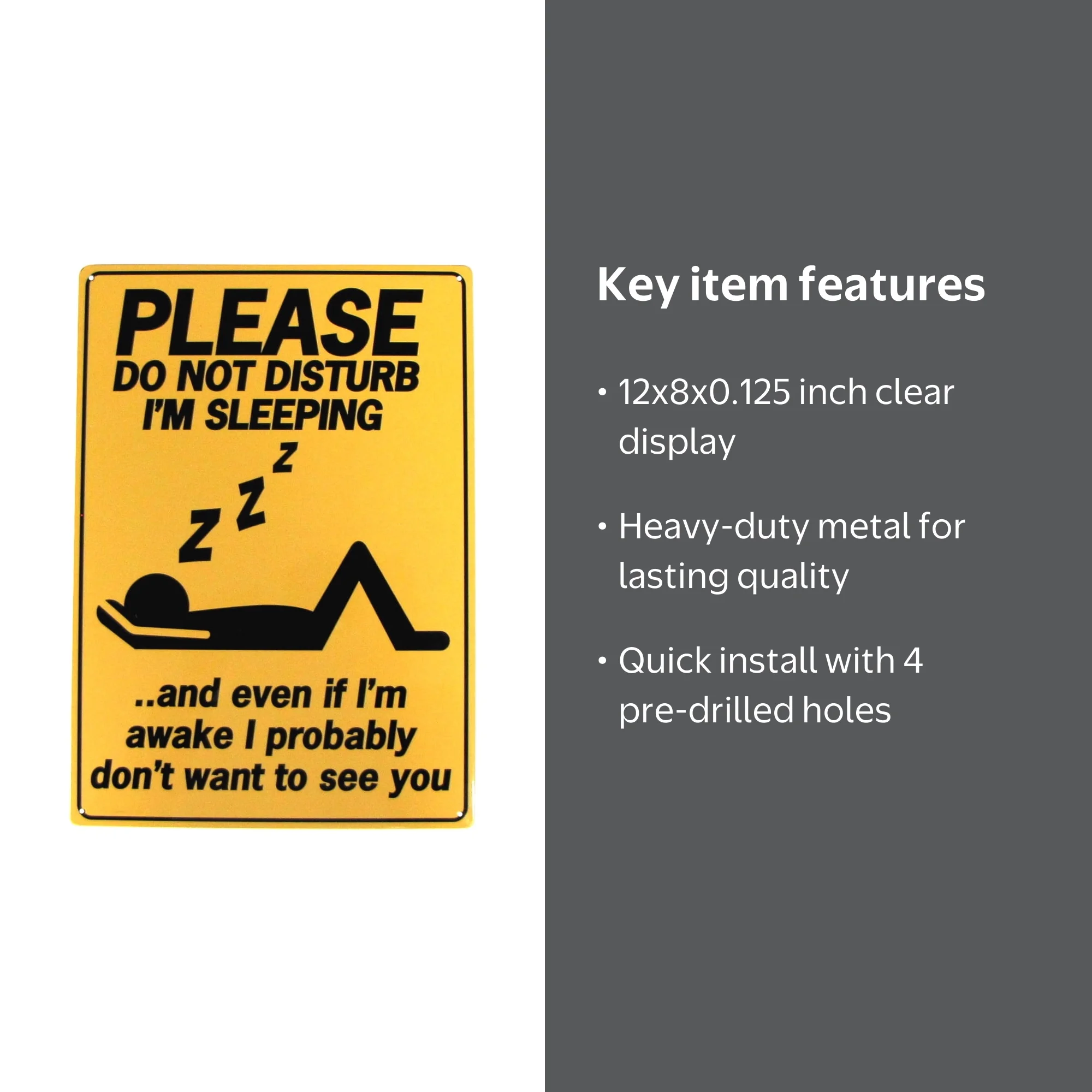 Funny Metal Sleeping Do Not Disturb 8x12 Sign Novelty Office Wall