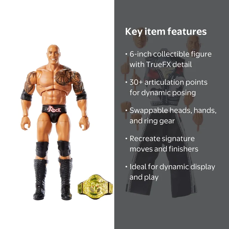 WWE, Action Figure, The Rock, 6-inch Collectible with Accessories