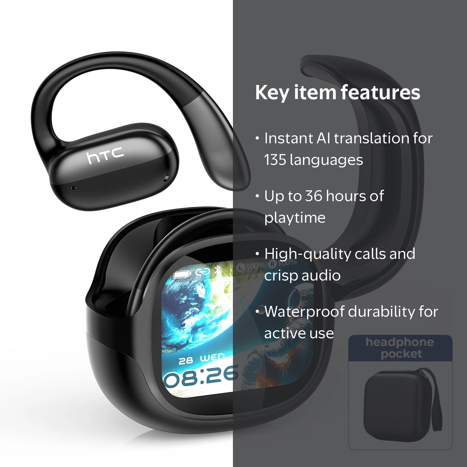 HTC NE58 AI Language Translation Earbuds Wireless Earbuds Real