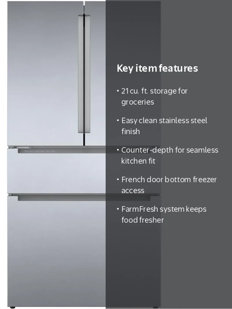 Bosch B36CL80ENS 21 Cu. Ft. Counter Depth Stainless Steel French