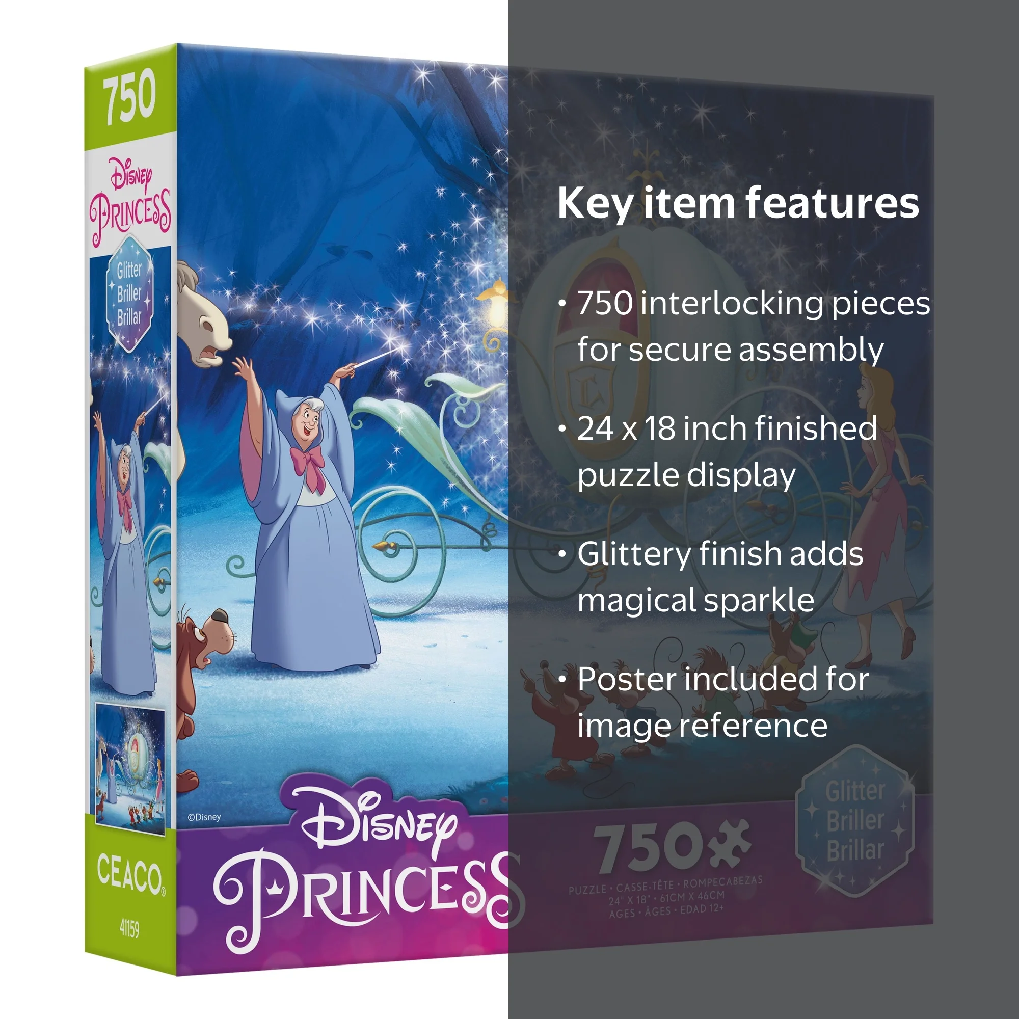 Ceaco Cinderella's Carriage (Disney Princess) Glitter 750 Piece