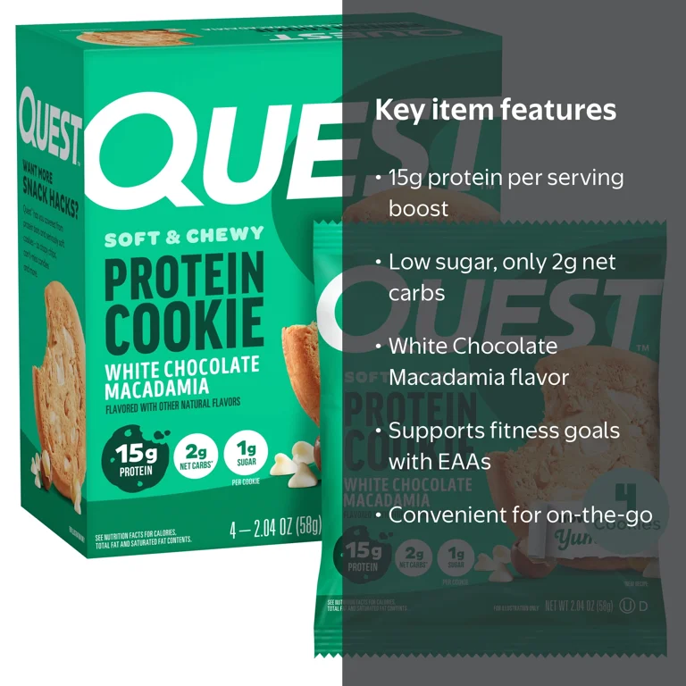 Quest Nutrition White Chocolate Macadamia Cookies with 15g Protein