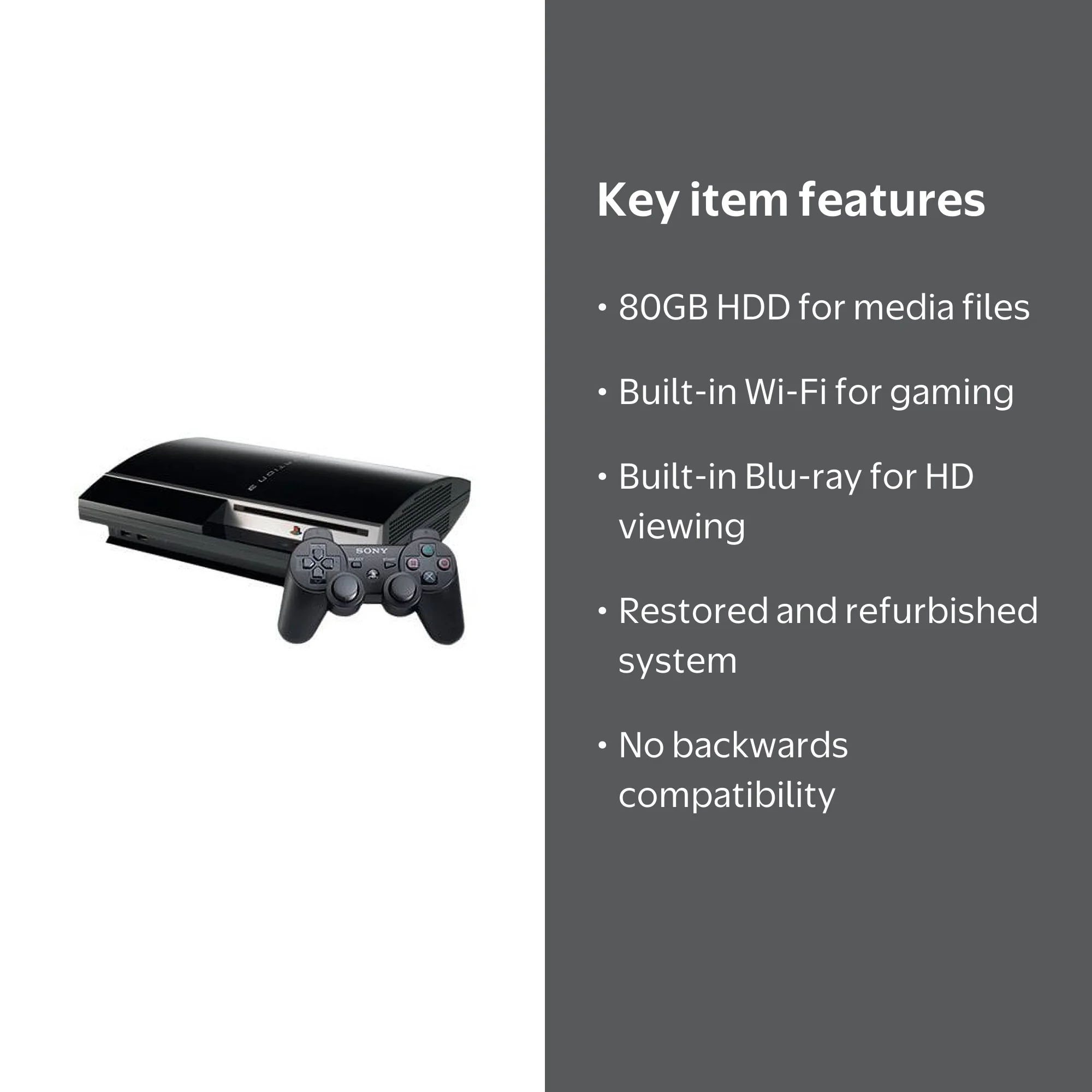 Restored PlayStation 3 80GB System Video Game Systems Console