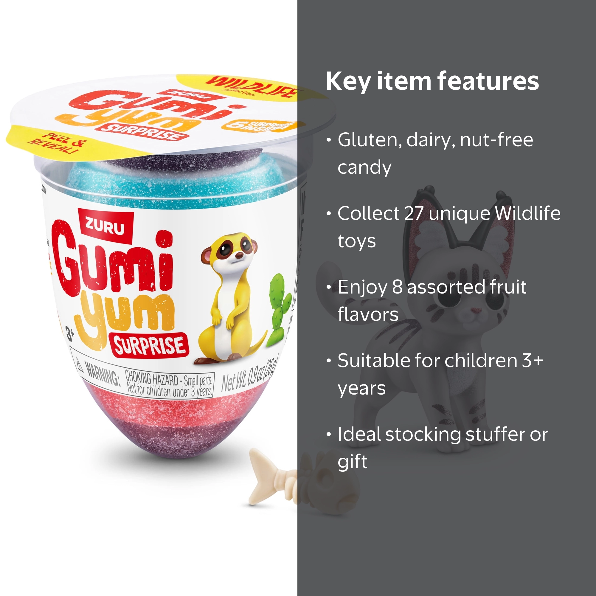 GUMI YUM Wildlife Gumi Yum Surprise Fruit Flavor Candy Egg with