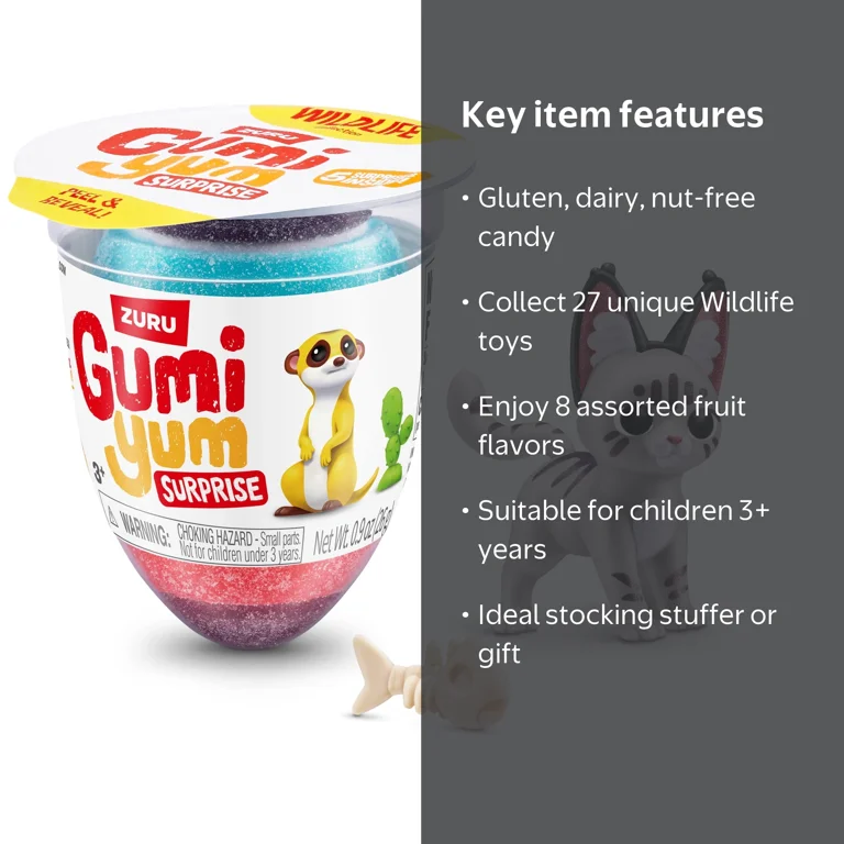 GUMI YUM Wildlife Gumi Yum Surprise Fruit Flavor Candy Egg with