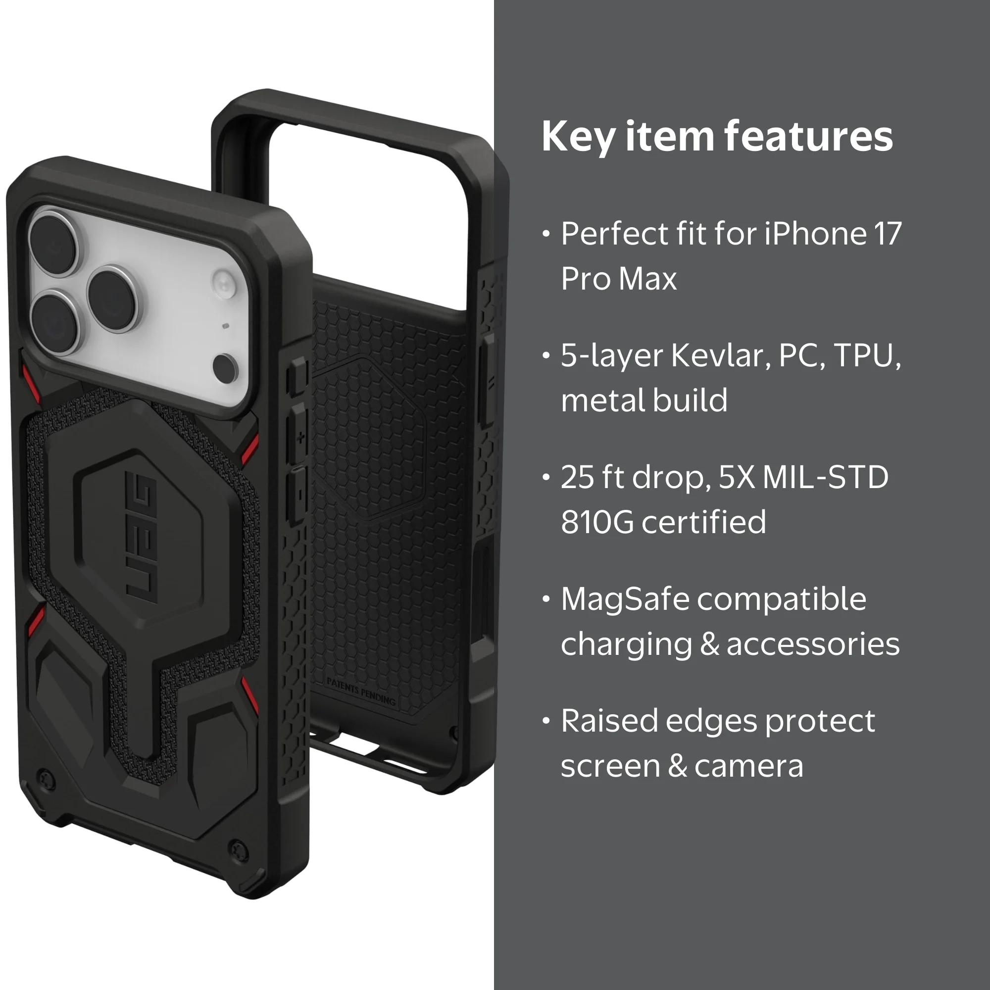Urban Armor Gear, iPhone 17 Pro Max Case Monarch Pro, Kevlar Black
