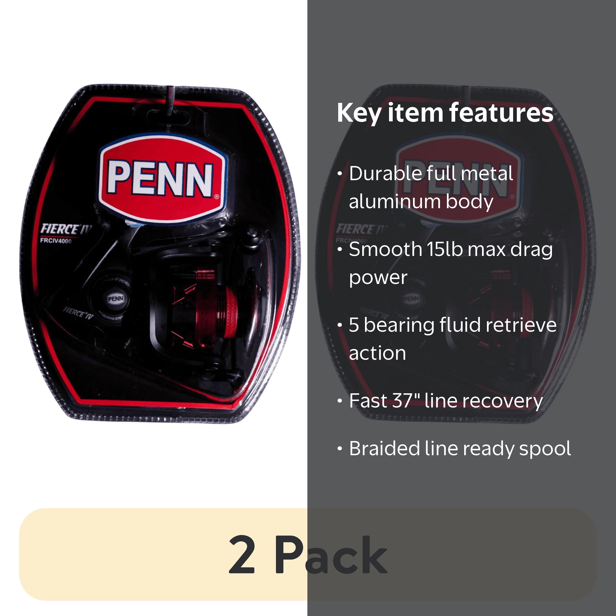 2 pack) PENN Fierce IV 4000 Spinning Fishing Reel - Walmart.com