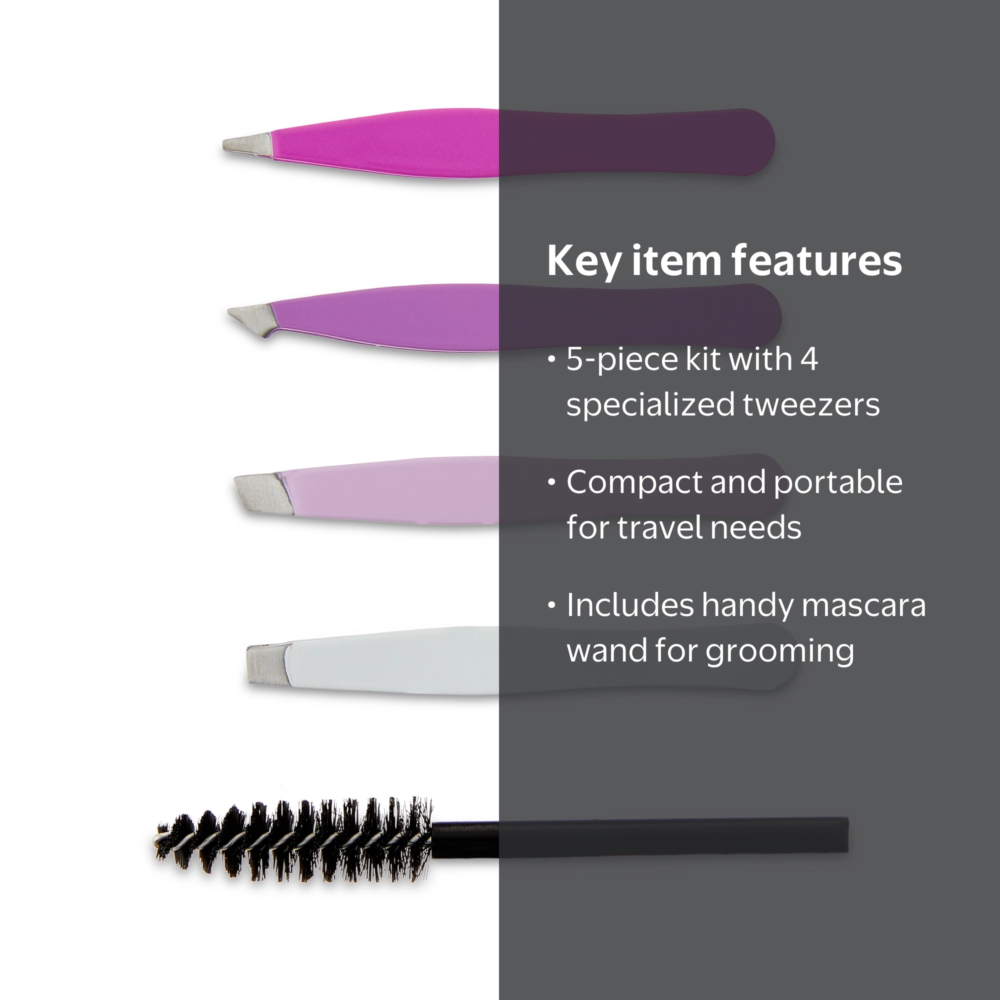 Equate Personal Care Hair Grooming Mini Tweezers Set, 4 Count for