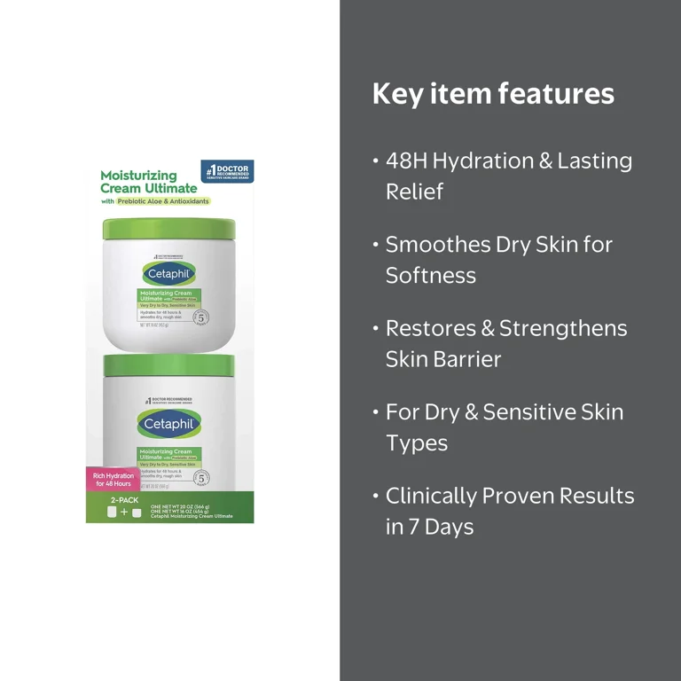 未開封Célestille Stellify cream 2個セット Cetaphil Moisturizing Cream, Prebiotic Aloe, 2 Pack, 20 Oz and 16