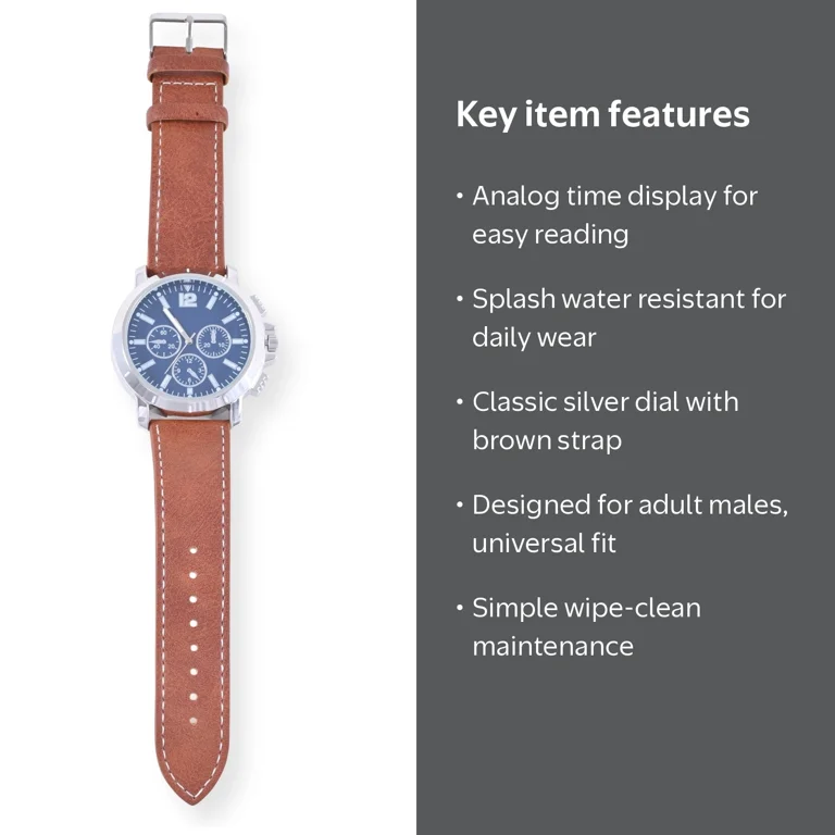 George Adult Male Analog Watch with Silver Dial in Brown Strap and