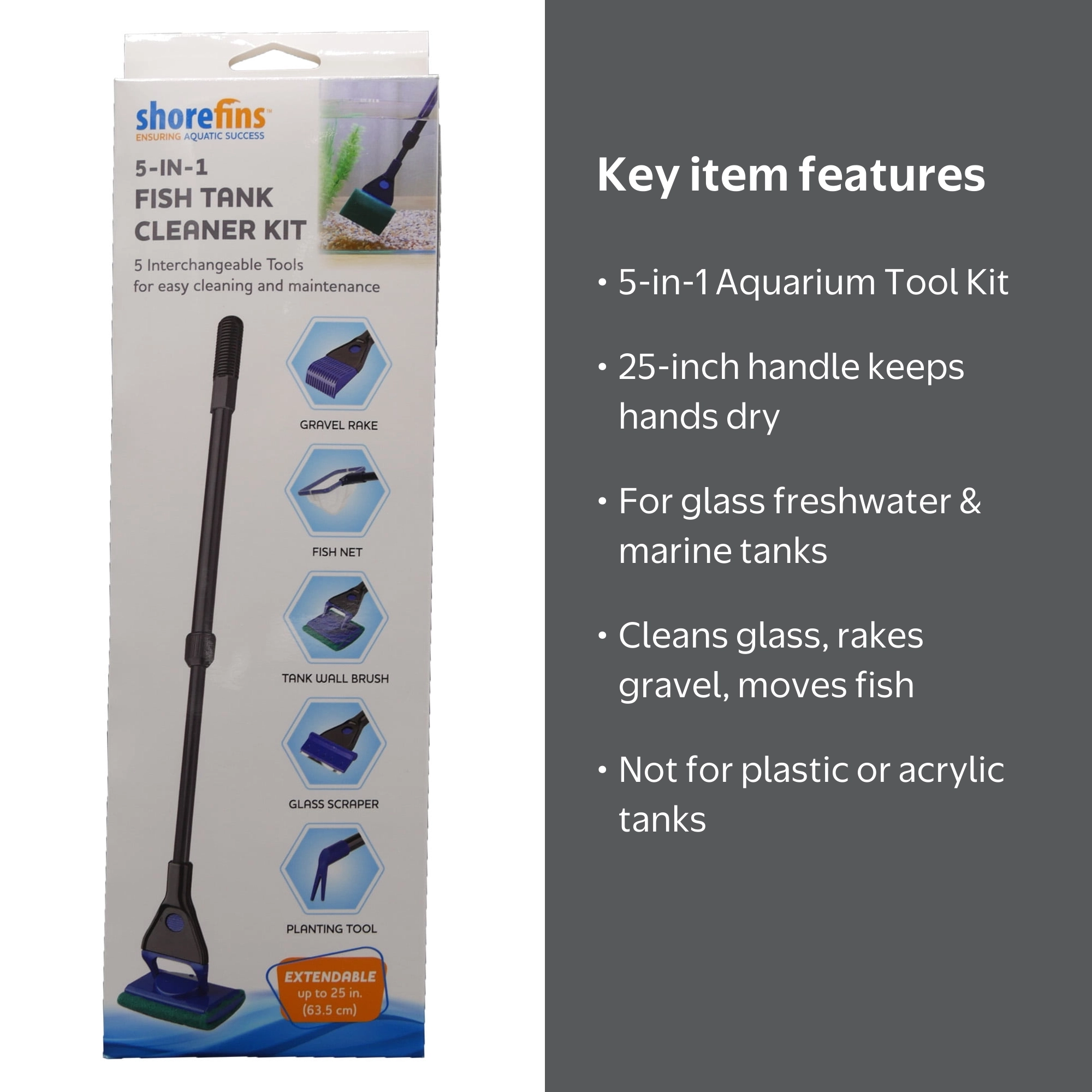 buy fish tanks cleaning accessories Aquarium Tool, 6 in 1 Aquarium Cleaning Kit Ideal for freshwater and marine tanks 6-in-1 Multipurpose Aquarium Cleaning Kit