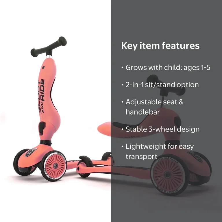 Scoot & Ride 2-in-1 Ride-On & Stand Scooter, Ages 1-5, Highwaykick