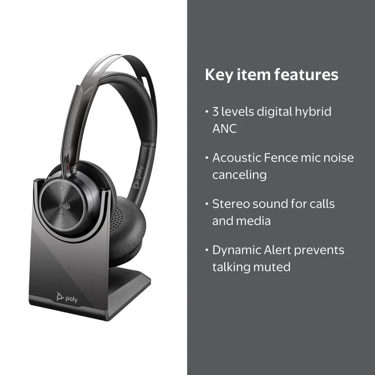 Polycom, Poly Voyager Focus 2 Headset, Model V2, Noise Canceling