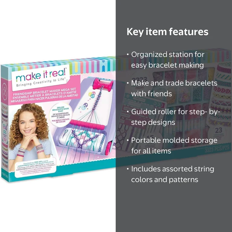 Make It Real Friendship Bracelet Maker Mega Set with Patterns