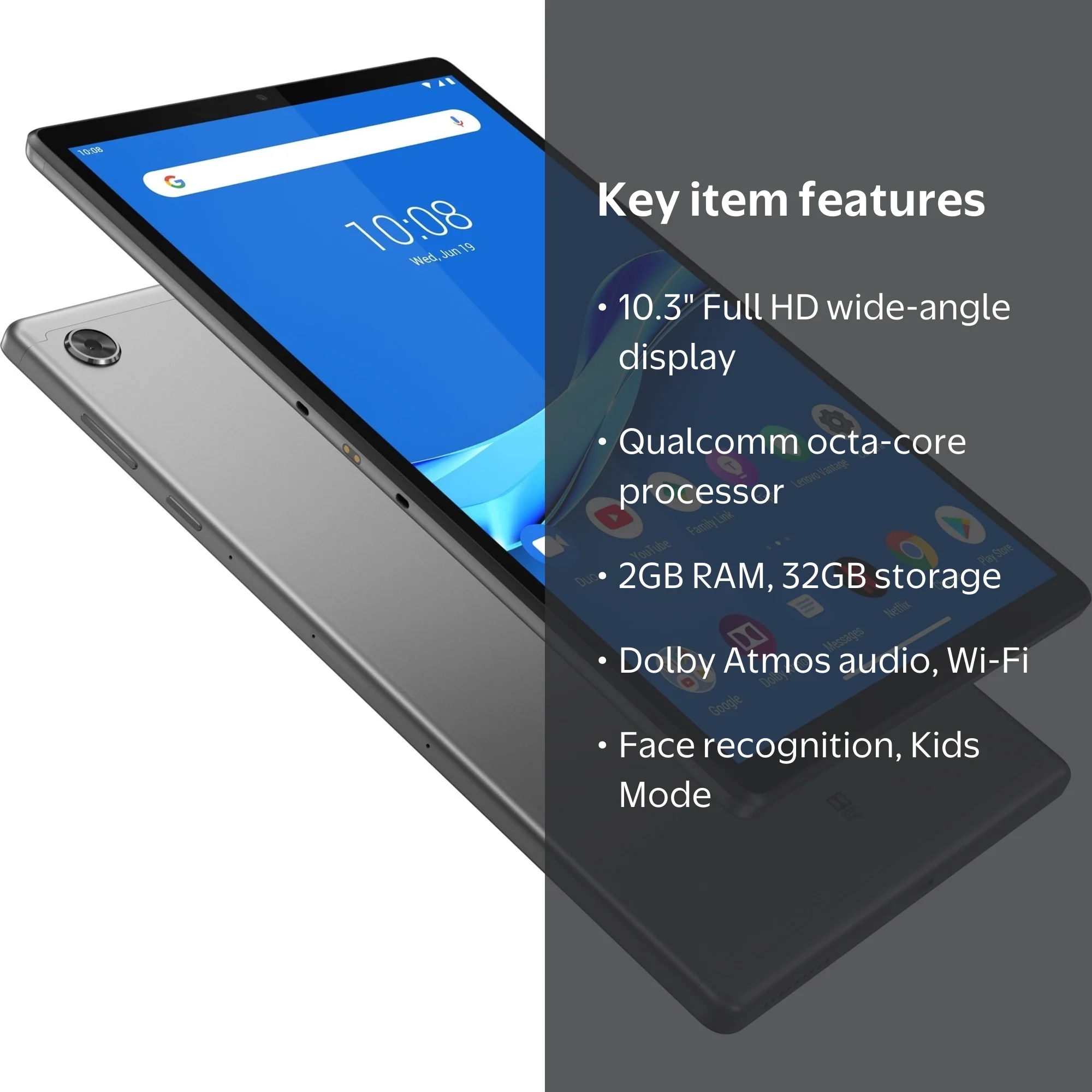 Lenovo Tab M10 FHD Plus (2nd Gen) TB-X606F ZA5T0285US Tablet, 10.3