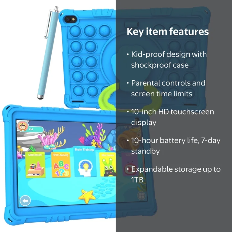 【新品】10.1インチ Android 13 キッズタブレット WiFi ケース 2024 Kids Tablet, 10 inch Android 13, 8GB+64GB, Shockproof, 2.4G