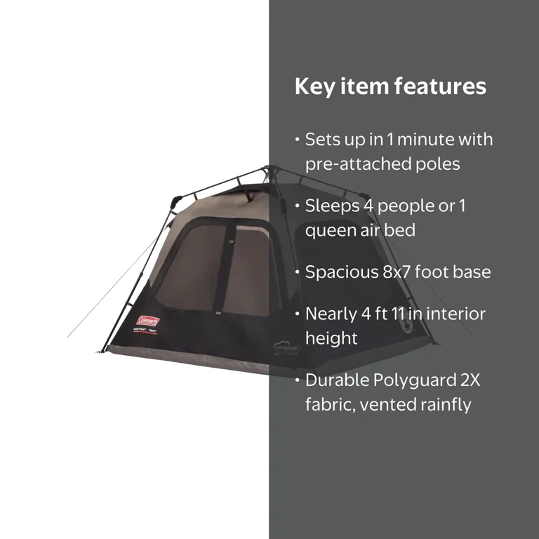 4-Person Cabin Camping Tent with Instant Setup, Gray - Walmart.com