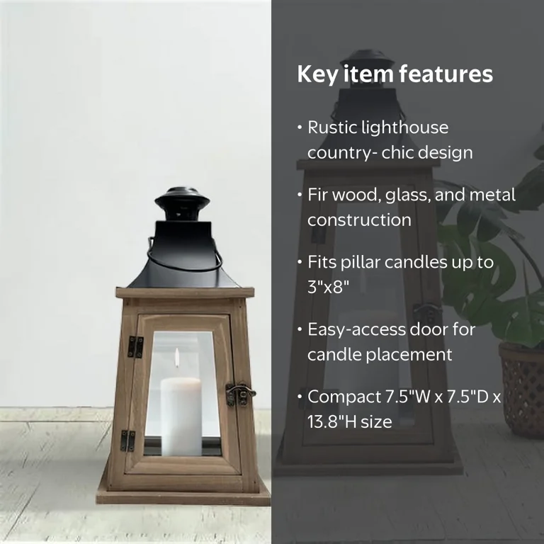 Better Homes & Gardens Rustic Wood Metal Candleholder Lantern