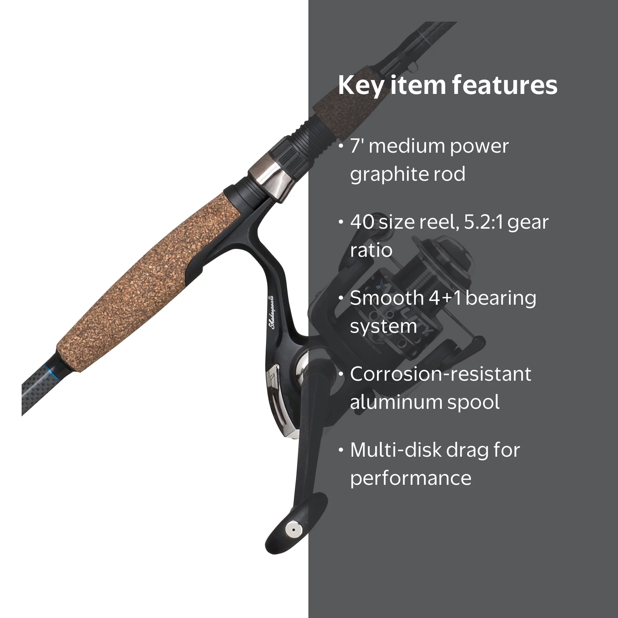 Shakespeare 7' Agility Spinning Rod and Reel Combo, Lightweight